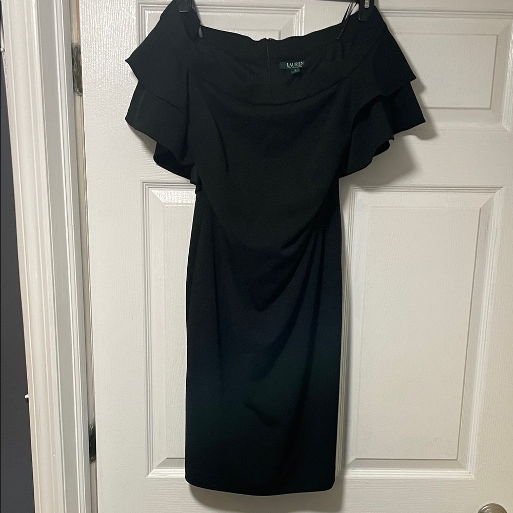 Ralph Lauren Elegant Black Ruffle Mini Dress